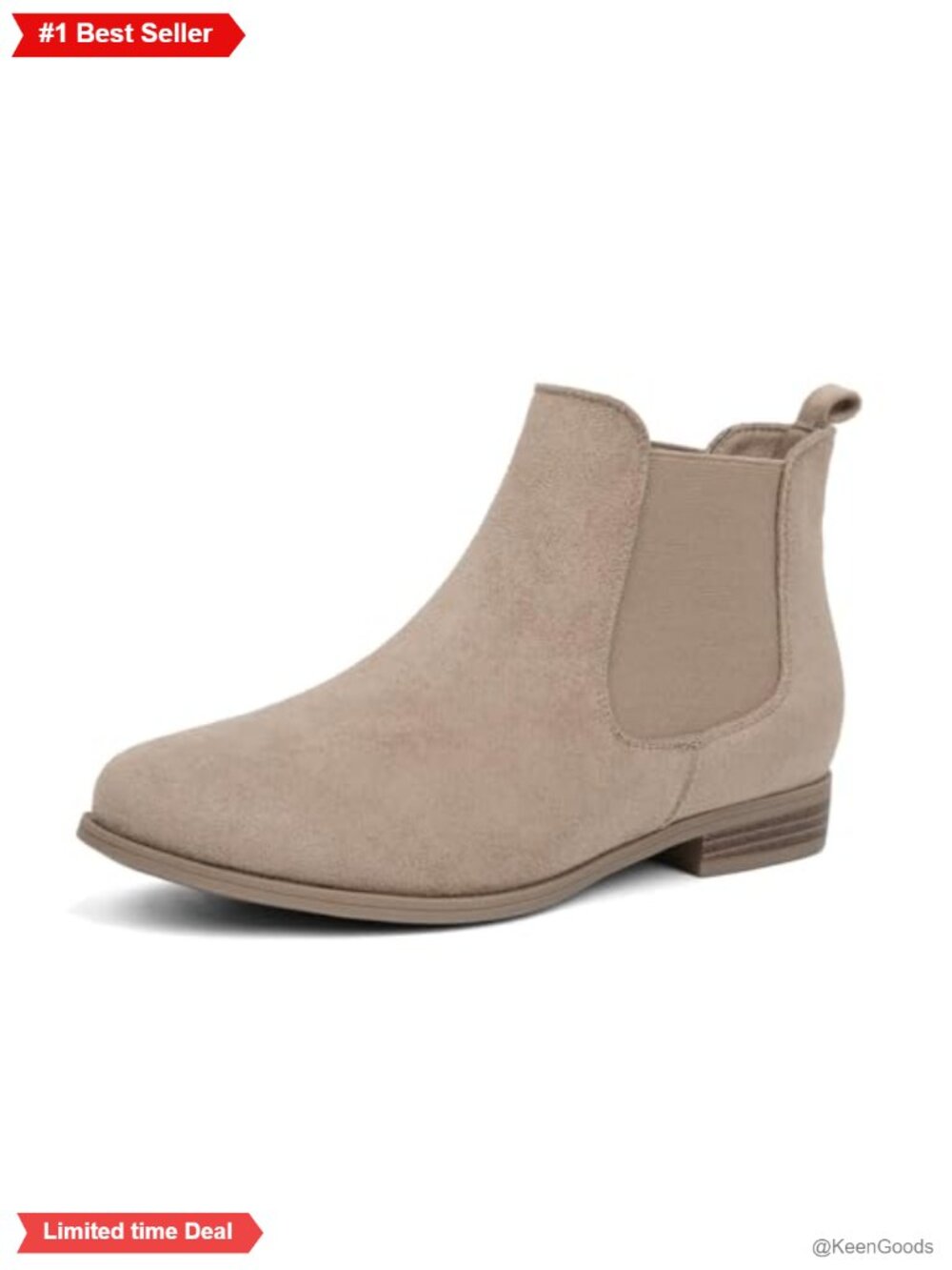Faux Suede Slip On Ankle Boot Low Heel Elastic Chelsea Bootie Memory Foam